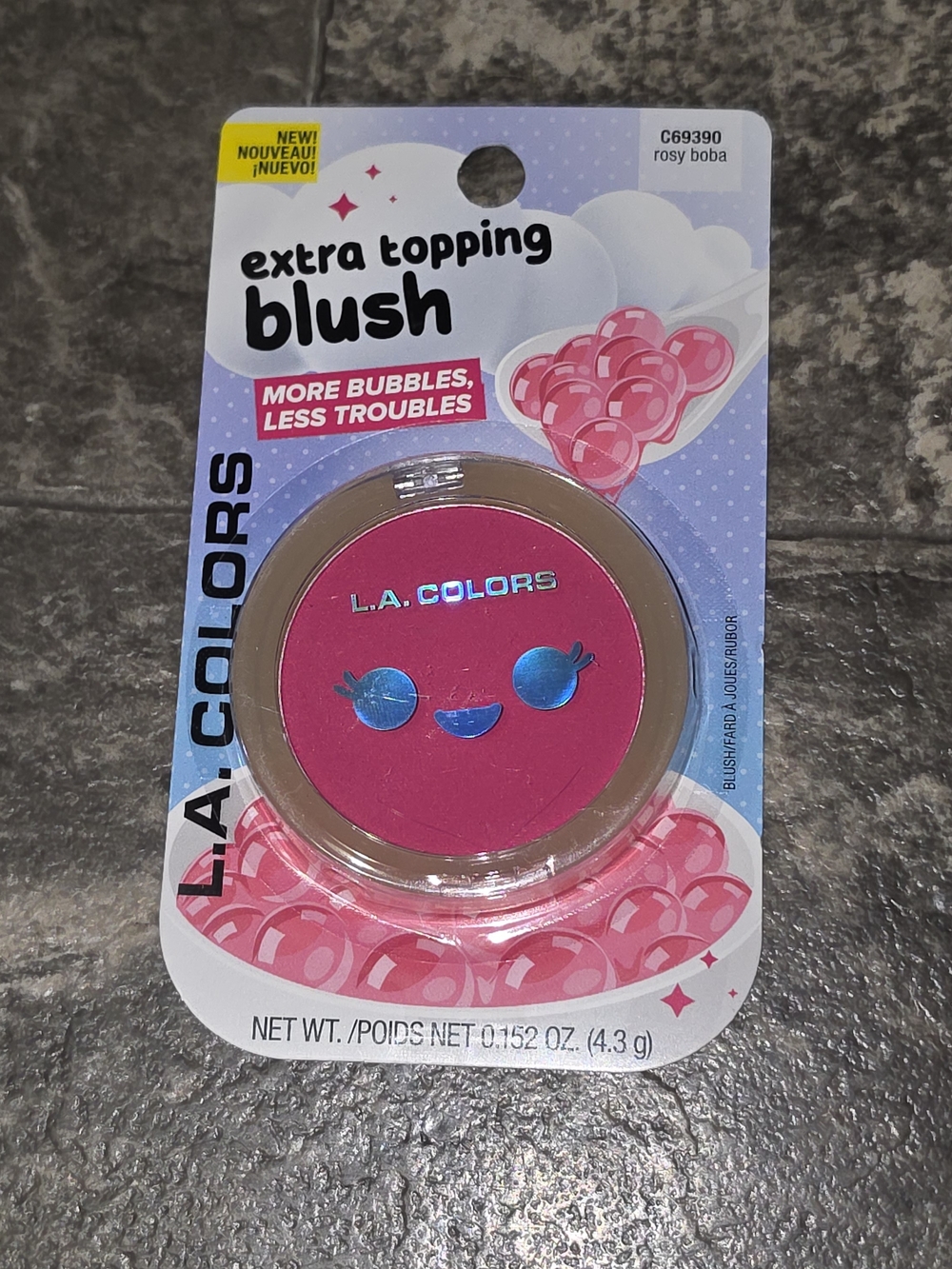 L.A. COLORS Extra Topping Blush in C69390 Rosy Boba 0.15oz BNIB